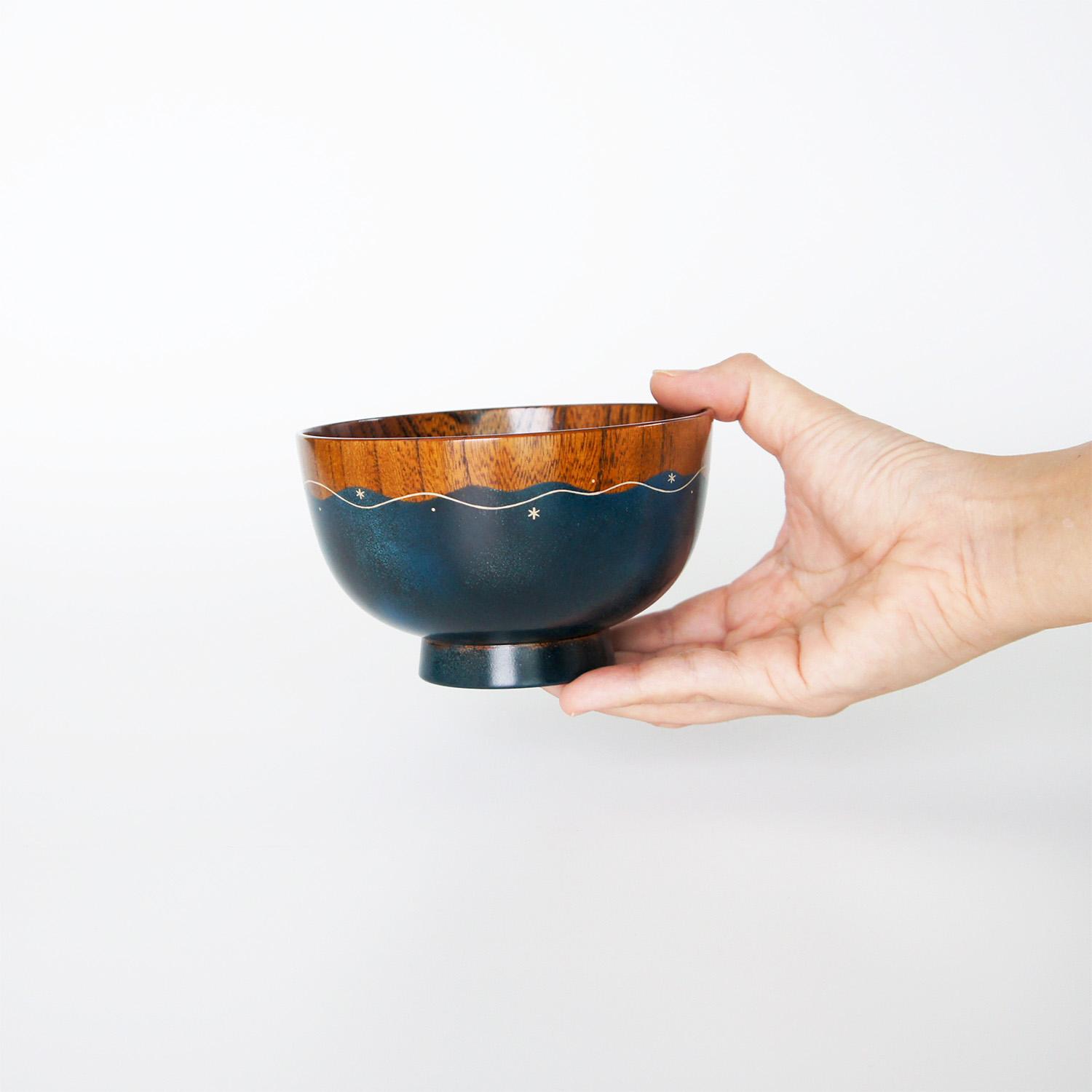 たゆたう星空のお椀　青・紫　【漆塗り・天然木】