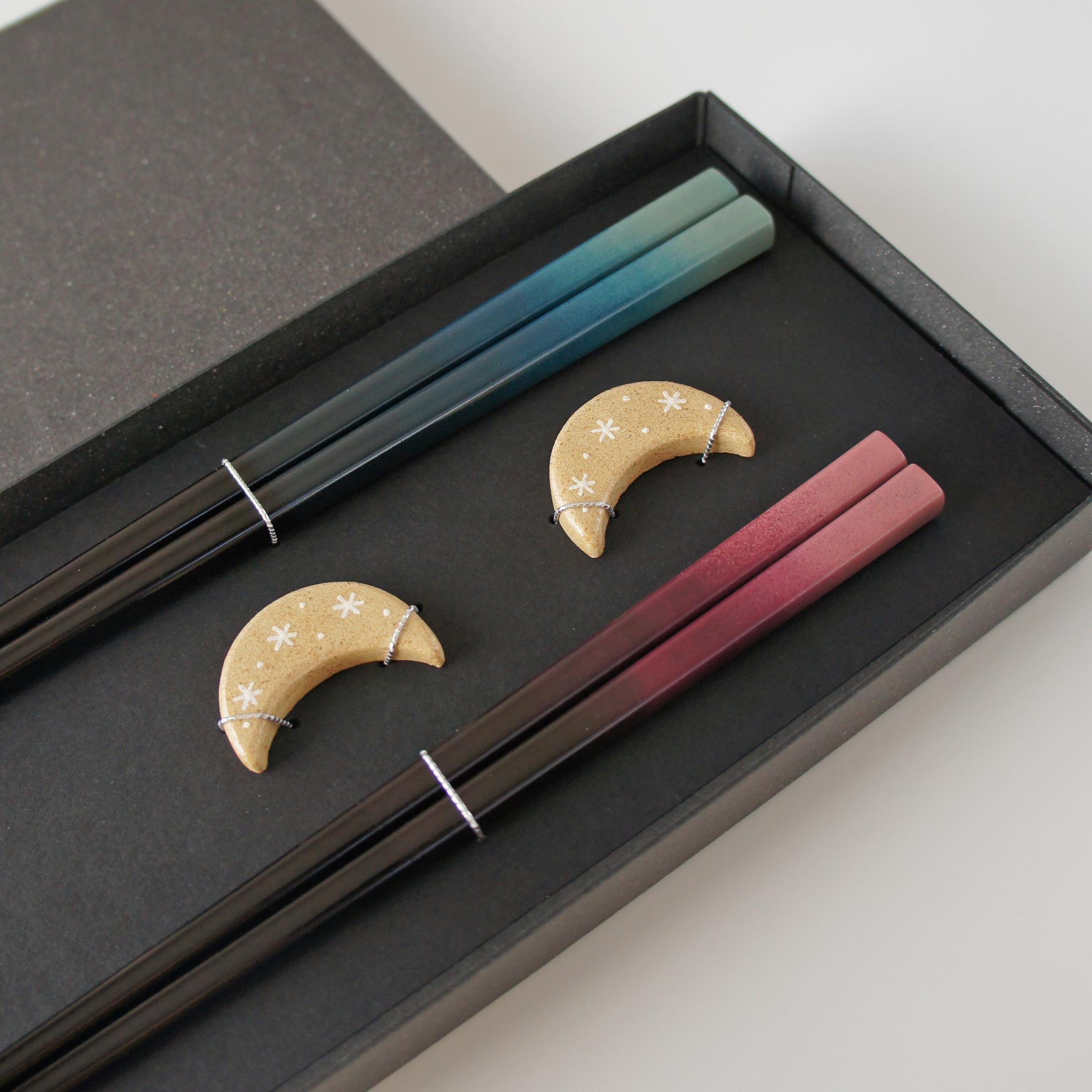 うつろう夜の色　夫婦箸セット（箸置き付き）1枚目の画像