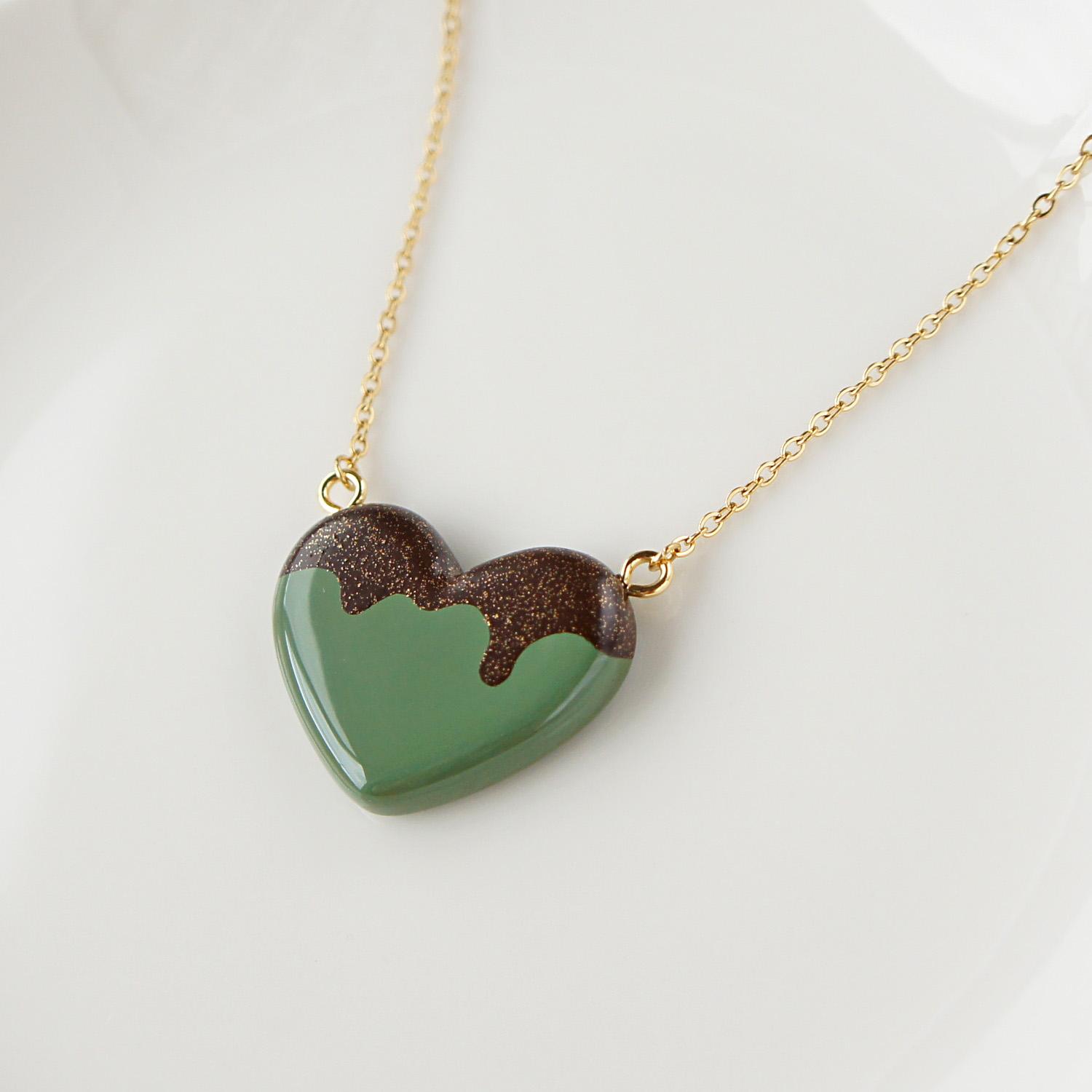 チョコミント　とろけるハートネックレス | 2枚目