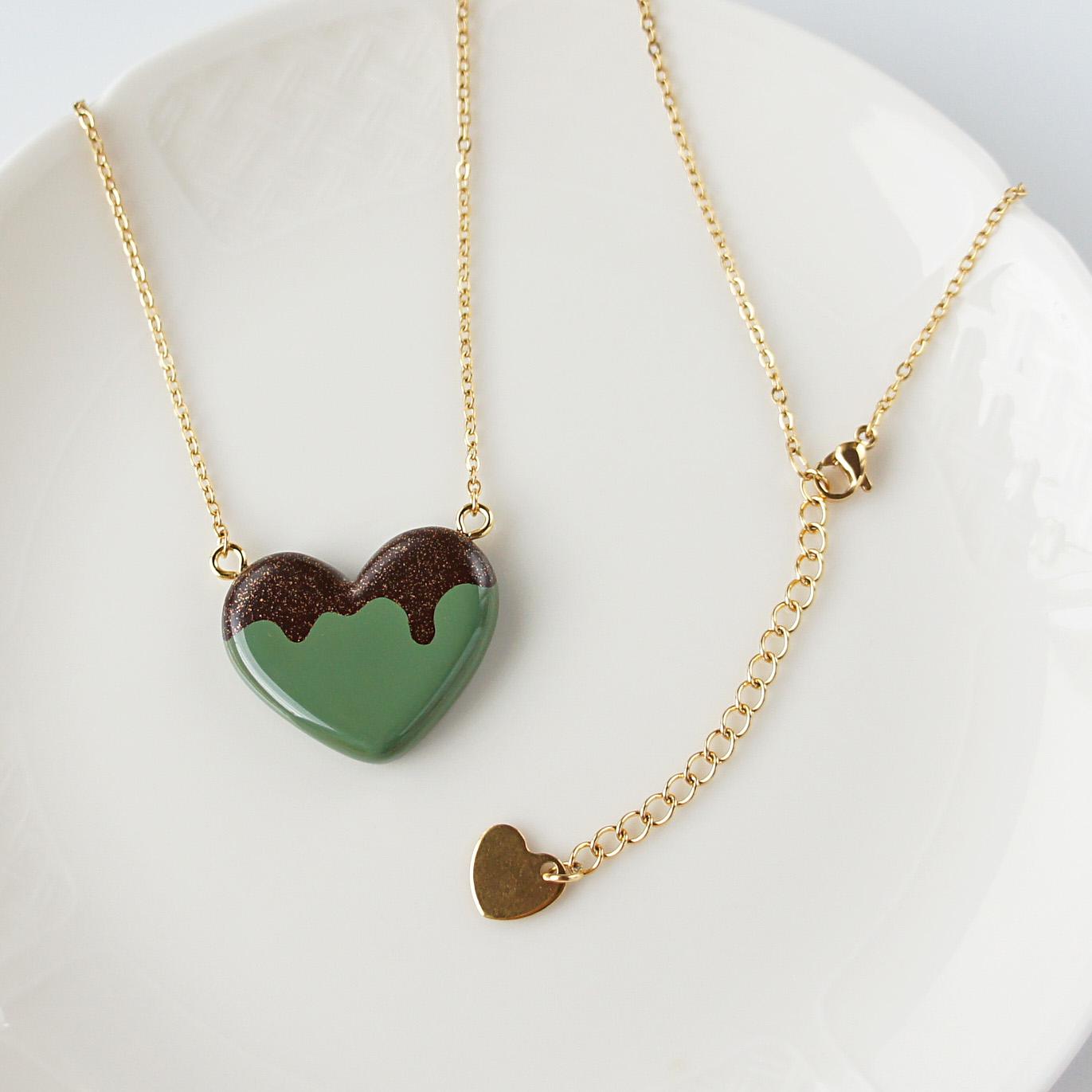 チョコミント　とろけるハートネックレス | 4枚目