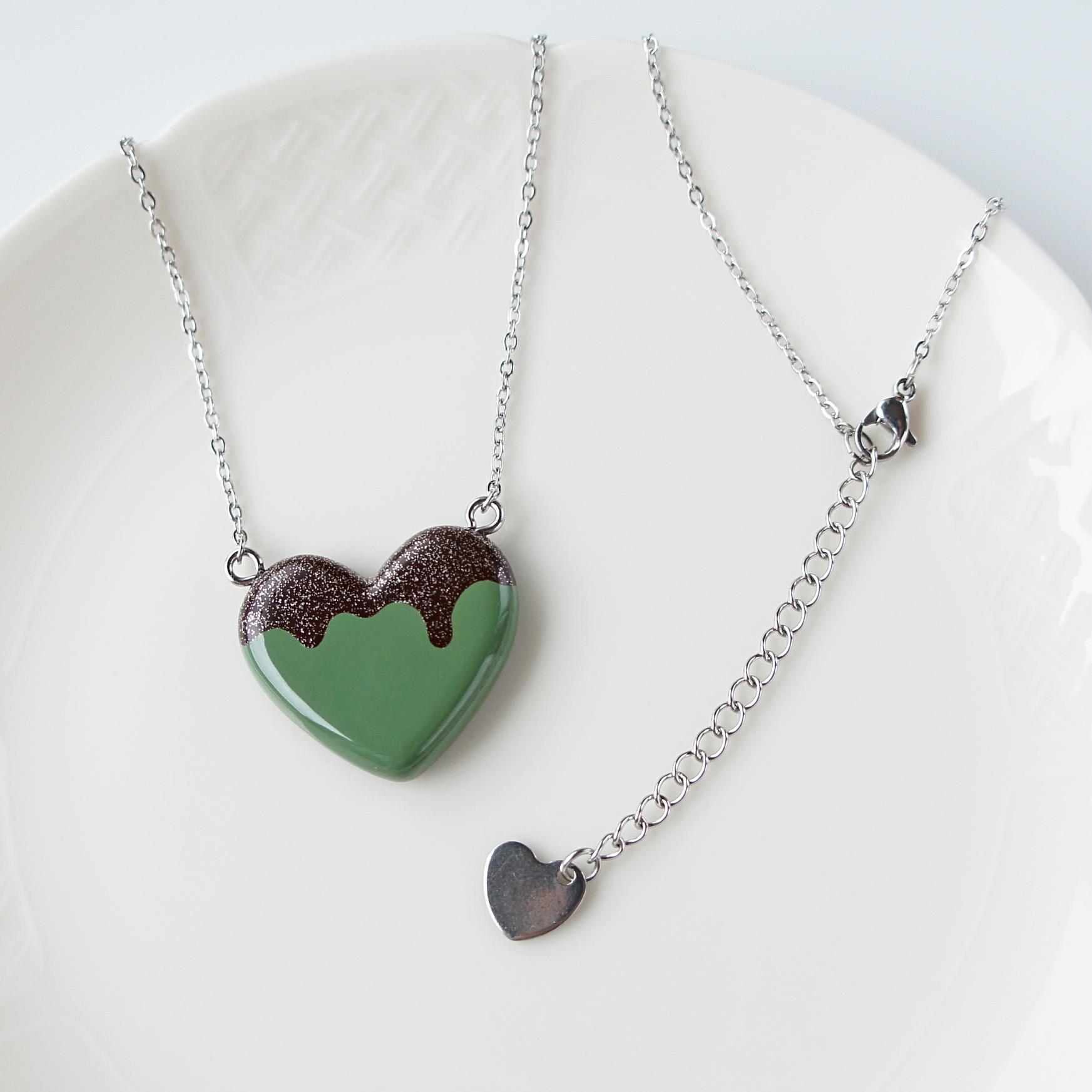 チョコミント　とろけるハートネックレス | 8枚目