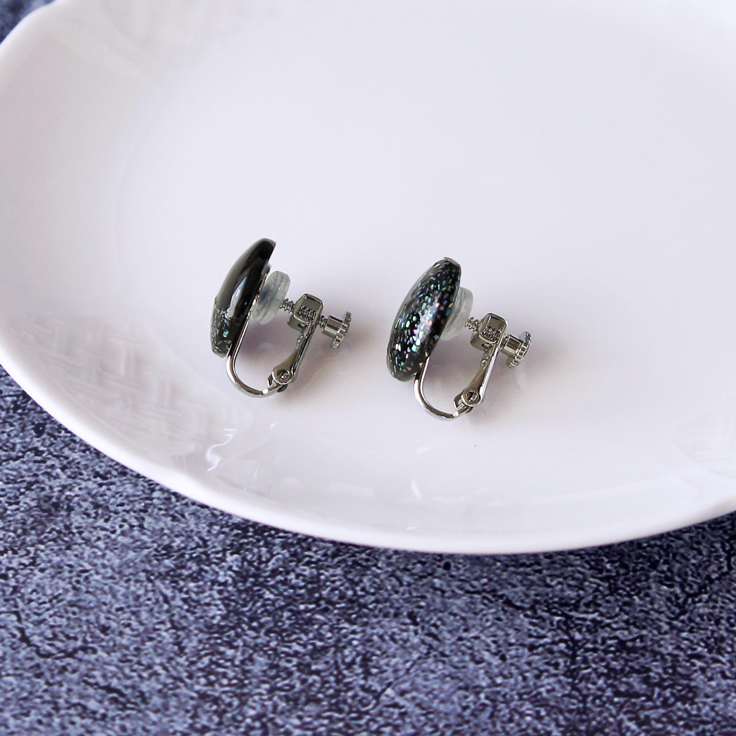 青い三日月　イヤリング　【漆塗り・伝統工芸・螺鈿・ニッケルフリー】 | 3枚目