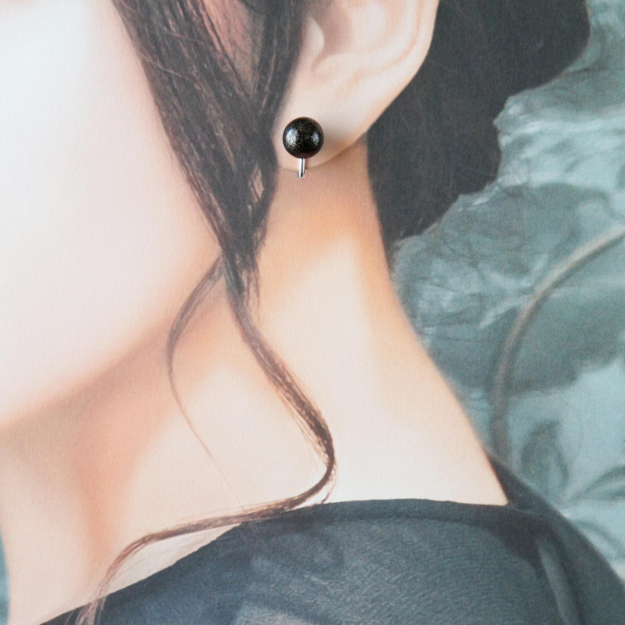 星空の一粒イヤリング・スターリーブラック【漆塗り　伝統工芸　Silver925　痛くないイヤリング】 | 3枚目