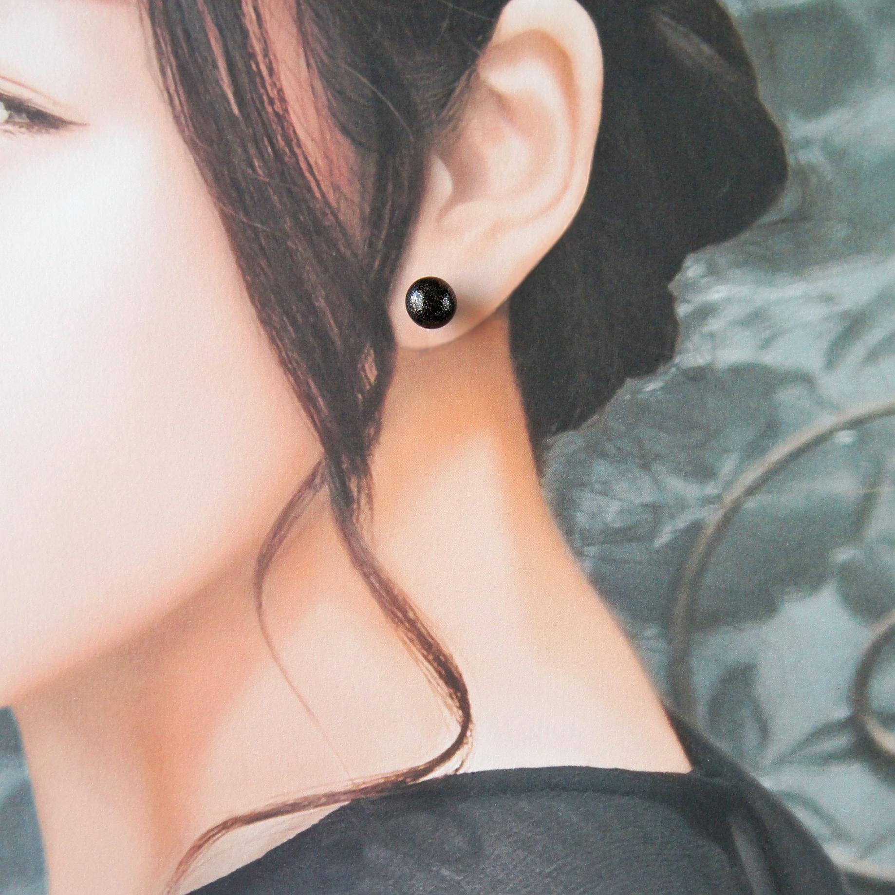 星空の一粒ピアス・スターリーブラック　【漆塗り　伝統工芸　サージカルステンレス】 | 3枚目